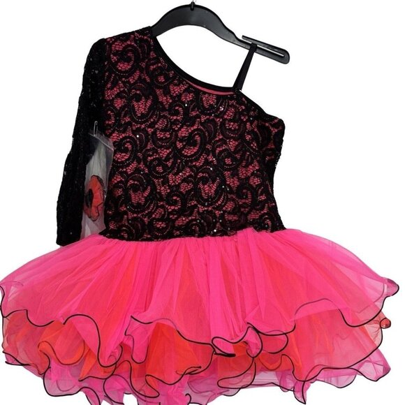 REVOLUTION Dance Costume Dress Leotard Tutu Girls XXLC Black Pink Ballet Tap - Picture 2 of 16